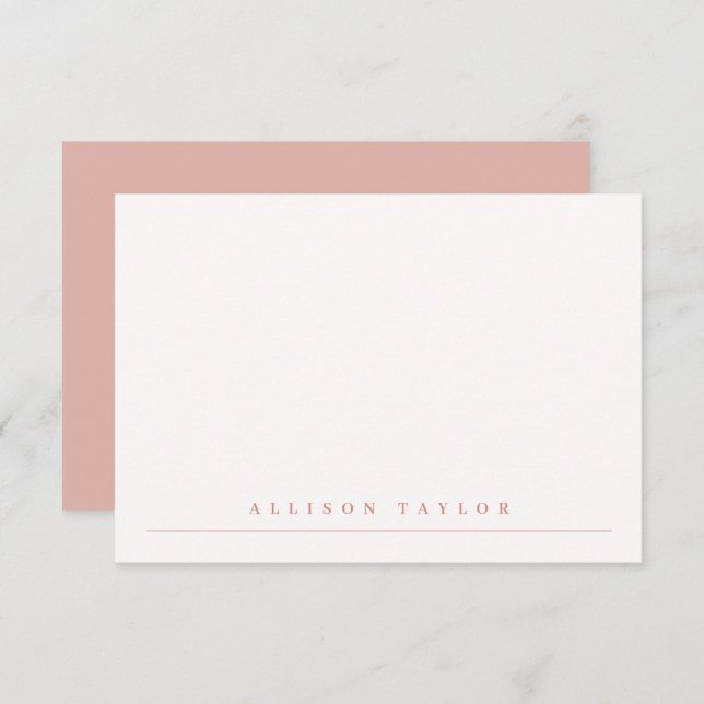 Simple Elegant Dusty Pink Custom Name Note Card (Front/Back)