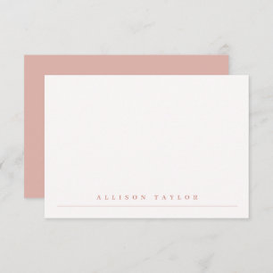 Simple Elegant Dusty Pink Custom Name Note Card