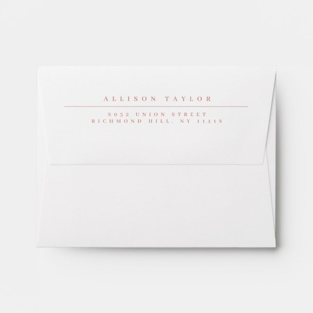 Simple Elegant Dusty Pink Custom Name White Envelope (Back (Top Flap))