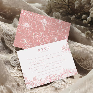 Simple Elegant Dusty Pink Garden Wedding RSVP Enclosure Card