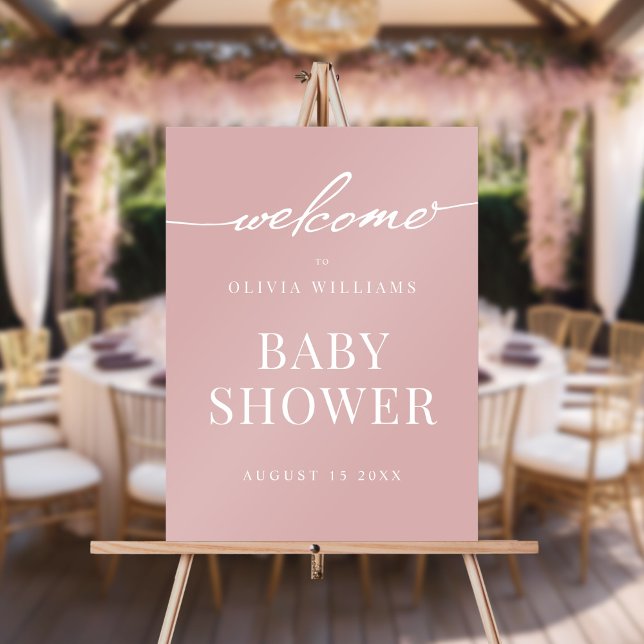 Simple Elegant Dusty Rose Baby Shower Welcome Acrylic Sign (Creator Uploaded)