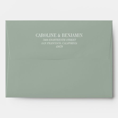 Simple Elegant Dusty Sage Wedding Return Address Envelope