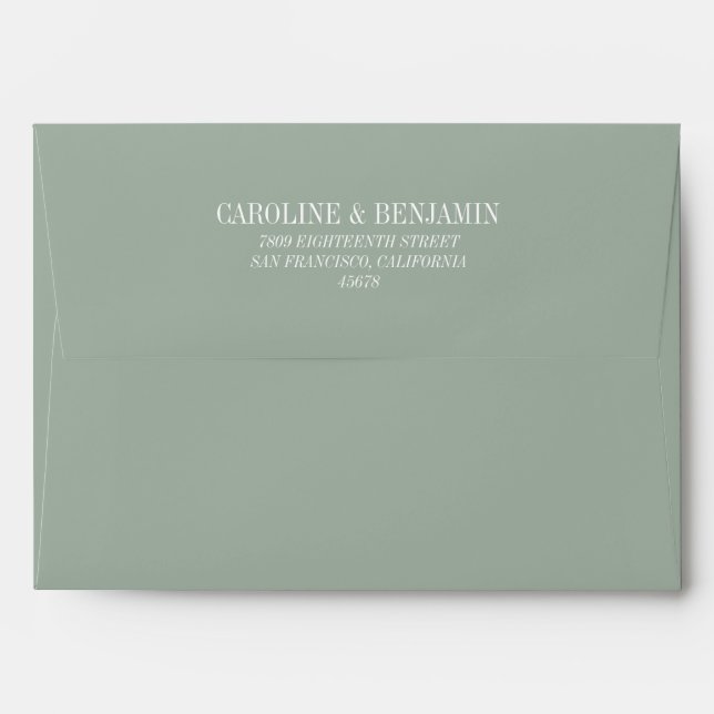 Simple Elegant Dusty Sage Wedding Return Address Envelope (Back (Top Flap))