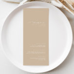 Simple Elegant Dusty Taupe Wedding Menu<br><div class="desc">Design features an handwritten font and modern minimalist design. Designed to coordinate with for the «Natural Glam» Wedding Invitation Collection. To change details, click «Personalize». To move the text or change the size, font, or color, click «Click to customize further» It. View the collection link on this page to see...</div>