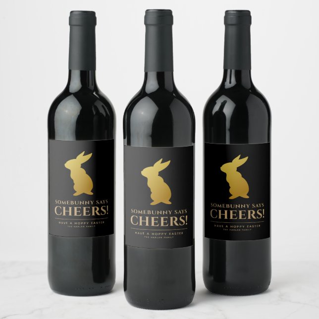 Simple Elegant Easter Bunny Personalized Wine Label (Bottles)