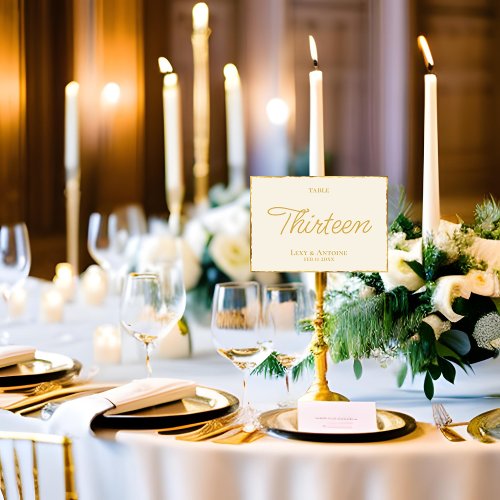 Simple Elegant Ecru Luxe Gold Edge  Table Number