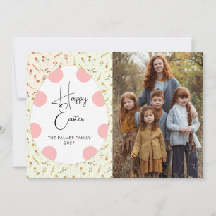 Simple Elegant Egg Happy Easter Family Photo Holiday Card