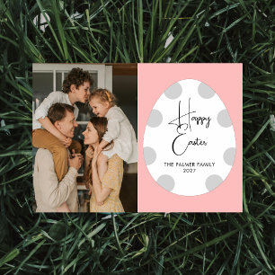 Simple Elegant Egg Happy Easter Family Photo Holiday Card