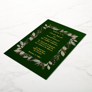 Simple Elegant Emerald Green and Gold Wedding Foil Invitation