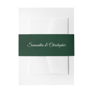 Simple Elegant Emerald Green Colored Wedding  Invitation Belly Band