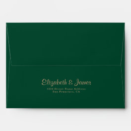 Simple Elegant Emerald Green Gold Wedding Envelope