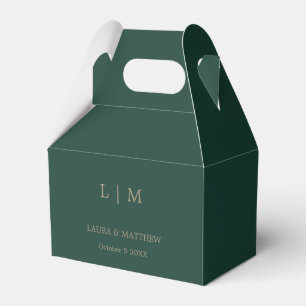 Simple Elegant Emerald Green Monogram Wedding Favor Boxes