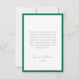 Simple Elegant Emerald Green Thank You Card