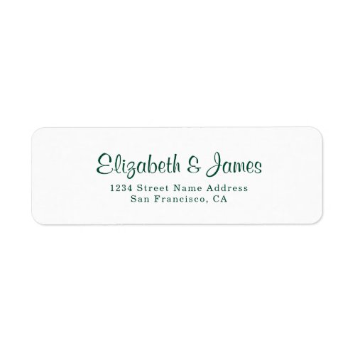Simple Elegant Emerald Green Wedding Address Label