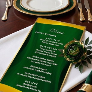 Simple Elegant emerald Green Wedding Dinner Menu