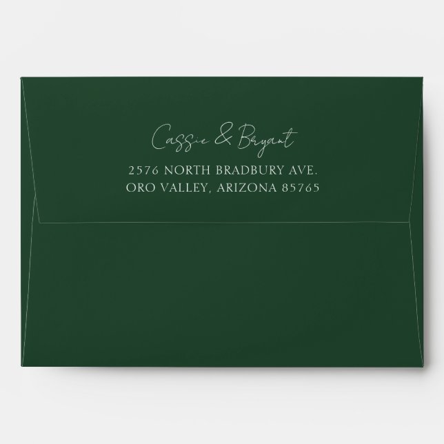 Simple Elegant Emerald Green Wedding Invitation Envelope (Back (Top Flap))