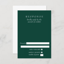 Simple Elegant Emerald Green Wedding  RSVP Card