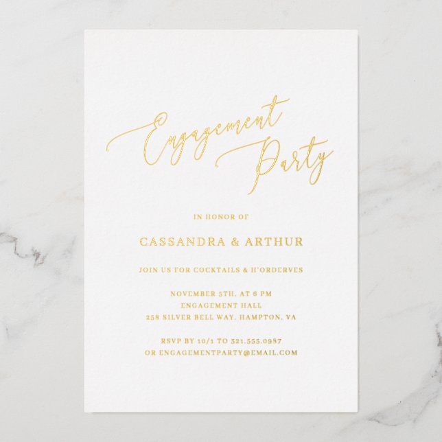 Simple Elegant Engagement Party Foil Invitation (Front)