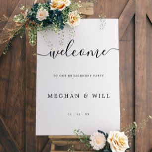 Simple Elegant Engagement Party Welcome Sign 