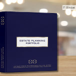 Simple Elegant Estate Planning Binder with Logo<br><div class="desc">Estate Planning Trust Documents binder with stylish navy blue background and fully customizable text. Use for your clients if you are a financial advisor or estate planner. Keep your trust,  will,  power of attorney,  instructions,  and other documents organized and safe.</div>