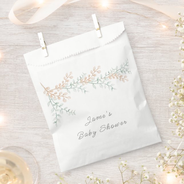 Simple Elegant Eucalyptus Baby Shower Favor Bag (Clipped)