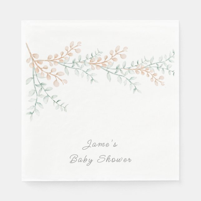 Simple Elegant Eucalyptus Baby Shower Napkins (Front)