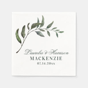 Simple Elegant Eucalyptus Branch Wedding Napkins