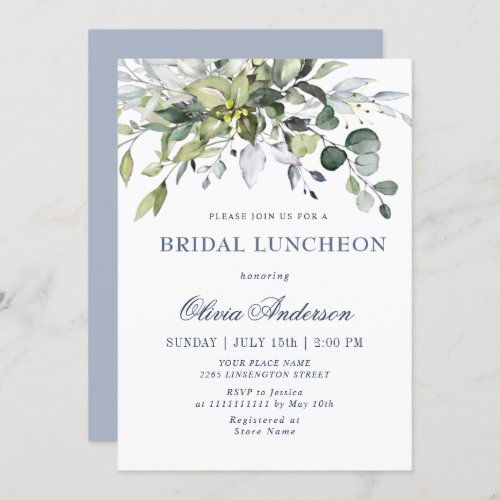 Simple Elegant Eucalyptus BRIDAL LUNCHEON Invitation