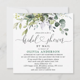 Simple Elegant Eucalyptus BRIDAL Shower By Mail Invitation