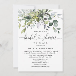 Simple Elegant Eucalyptus BRIDAL Shower By Mail Invitation