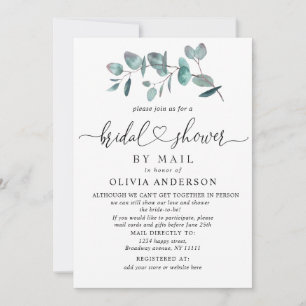 Simple Elegant Eucalyptus BRIDAL Shower By Mail Invitation
