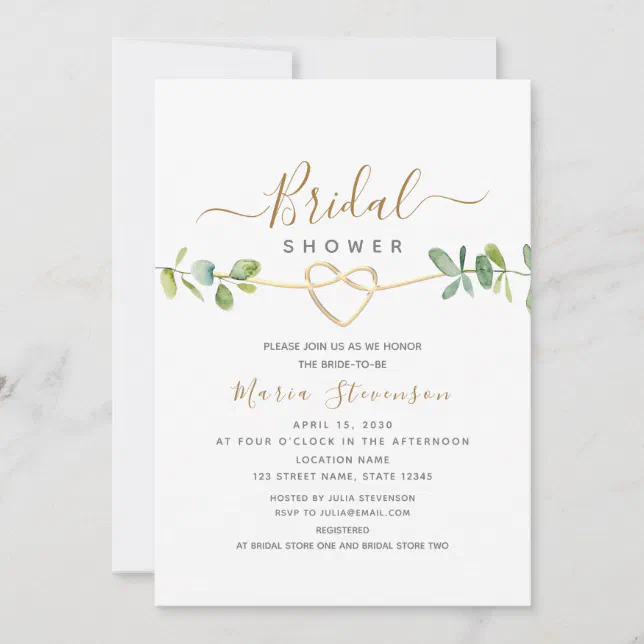 Simple Elegant Eucalyptus Bridal Shower Invitation Zazzle 5516