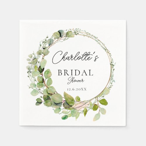 Simple elegant eucalyptus  Bridal Shower     Napkins