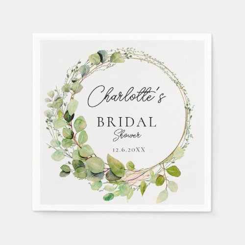 Simple elegant eucalyptus  Bridal Shower   Napkins