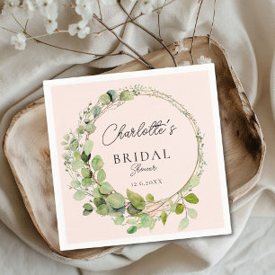 Simple, elegant eucalyptus Bridal Shower Napkins