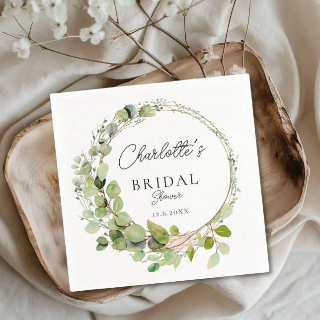 Simple, elegant eucalyptus  Bridal Shower     Napkins (Personalized Simple, elegant eucalyptus Bridal Shower Napkins)