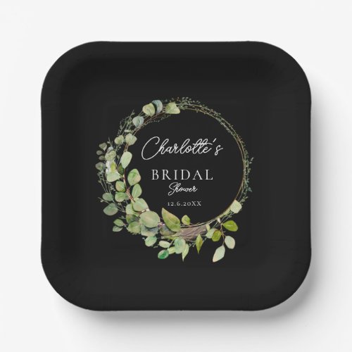 Simple elegant eucalyptus  Bridal Shower    Paper Plates