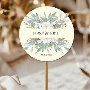 Simple, elegant eucalyptus classic round sticker