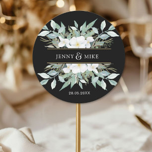 Simple, elegant eucalyptus classic round sticker