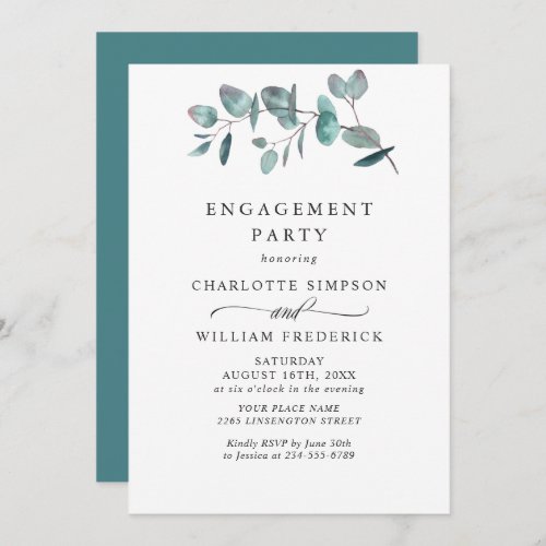 Simple Elegant Eucalyptus ENGAGEMENT PARTY Invitation