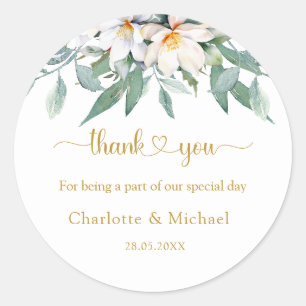 Simple, elegant eucalyptus floral classic round sticker