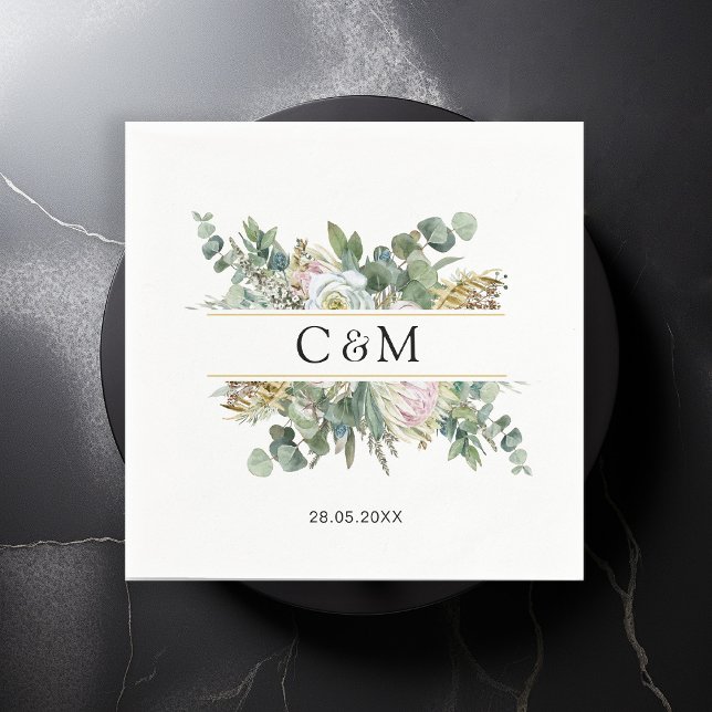 Simple, elegant eucalyptus flower  napkins (Creator Uploaded)