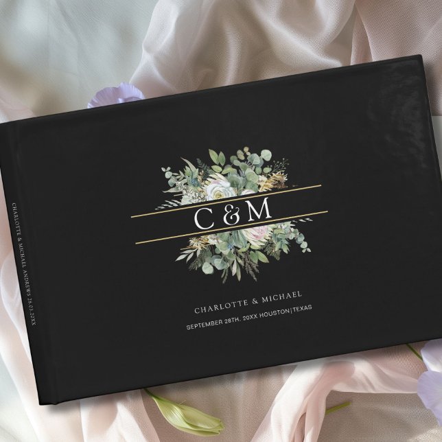Simple, elegant Eucalyptus Flower Wedding   Guest Book (Personlaized, Simple, elegant Eucalyptus Flower Wedding Guest Book)