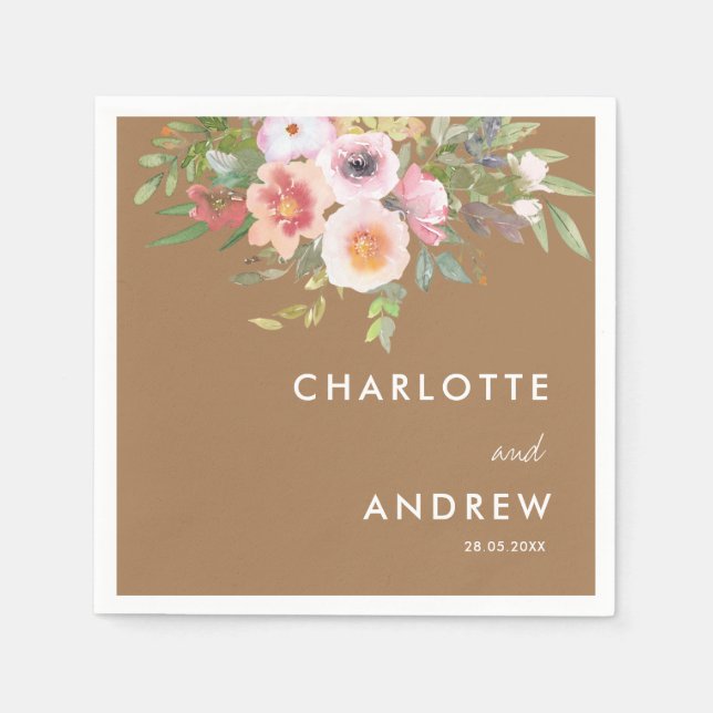 Simple, elegant eucalyptus, flowers  napkins (Front)