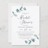 Simple Elegant Eucalyptus Frame Bridal Shower Invitation (Front)