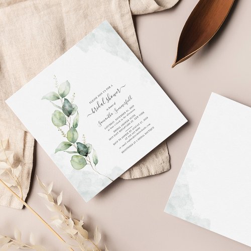 Simple Elegant Eucalyptus Greenery Bridal Shower Invitation