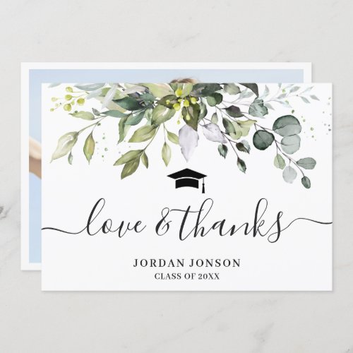 Simple Elegant Eucalyptus Greenery Graduation  Tha Thank You Card - Simple Elegant Eucalyptus Greenery Graduation Thank You Card.
For further customization, please click the "Customize" link and use our  tool to design this template. 
If you need help or matching items, please contact me.
