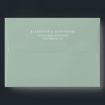 Simple elegant eucalyptus greenery return address envelope<br><div class="desc">Create to match our "Airy Eucalyptus and Gold Elegant Wedding", this envelope features the bride and groom's names and return address in a contemporary and elegant white script over a light dusty green background. The inside of the envelope features a classy illustration of chic eucalyptus leaves. These envelopes can also...</div>