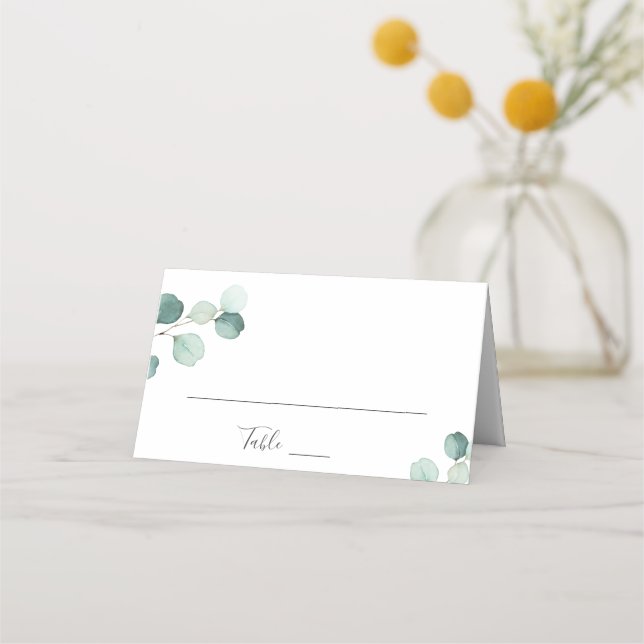Simple Elegant Eucalyptus Greenery Rustic Wedding Place Card (Front)