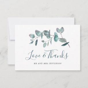 Simple Elegant Eucalyptus Greenery Wedding Thank You Card